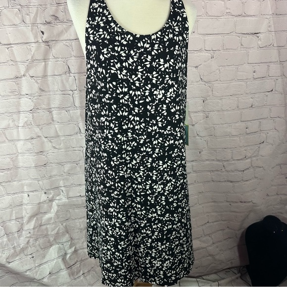 CeCe sunset scape Black White Patterned halter shift Dress sz XL - Picture 1 of 8